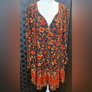 Billabong Dark Floral Long Sleeve Top